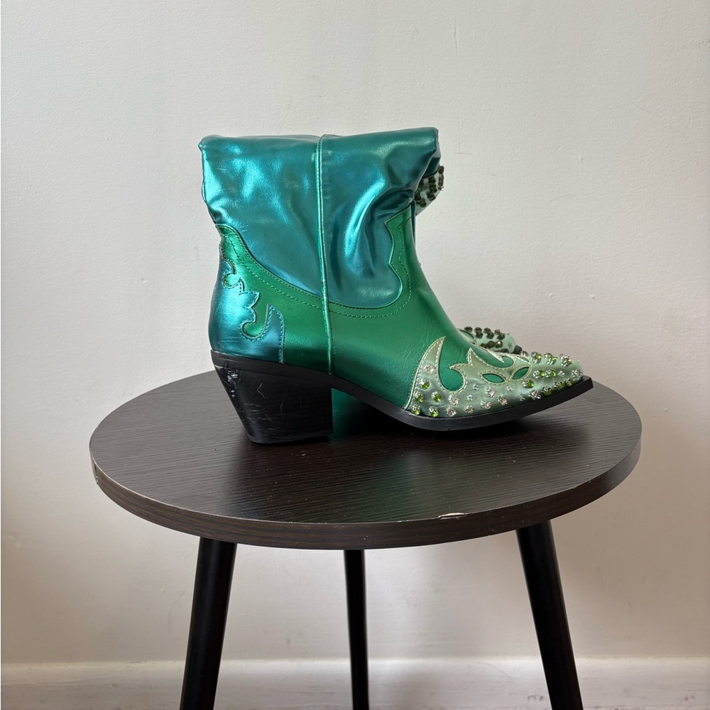 Azalea Wang Bright Green Cowboy Boots Size 8.5 Women - Picture 2 of 9